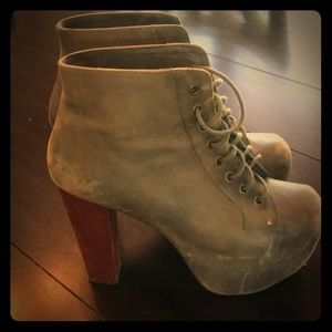 Jeffrey Campbell distressed gray Lita boot